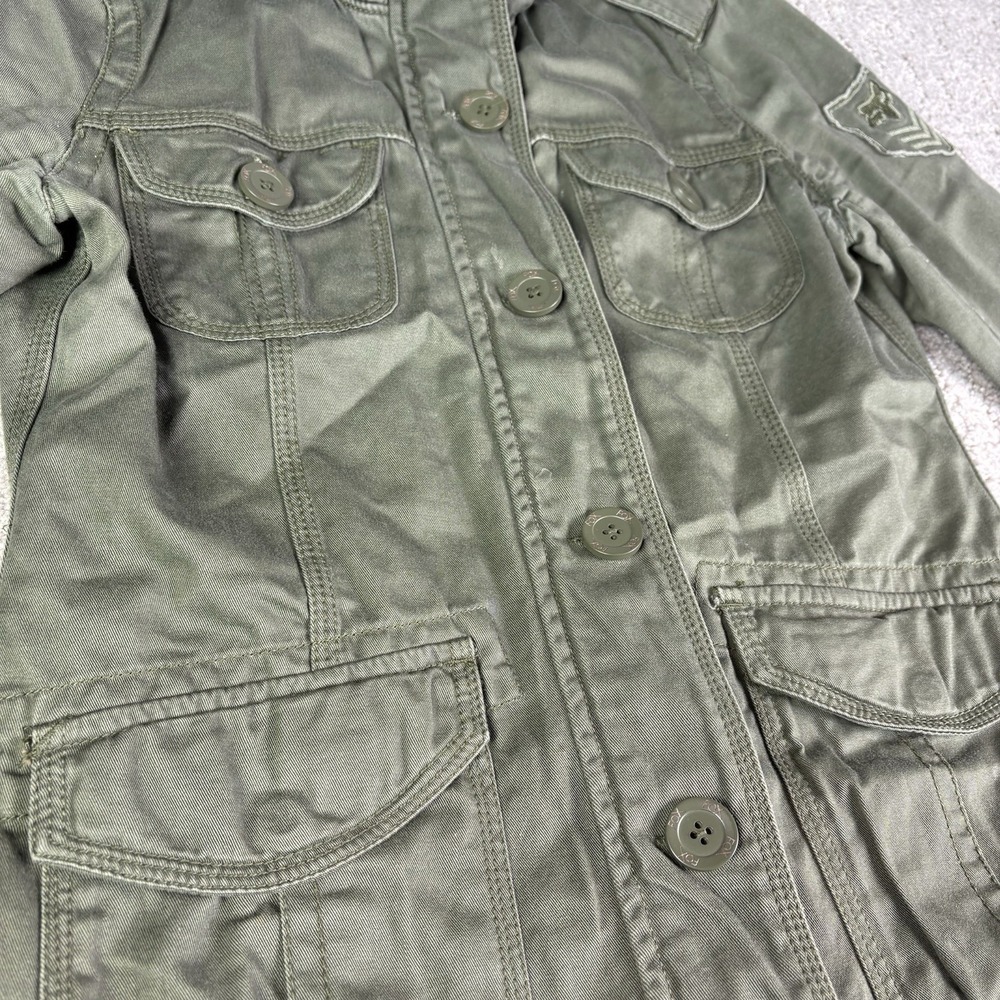 Fox Racing Jacket Military Style Zip & Button Army Green Logo Women's Size Small - Picture 2 of 12